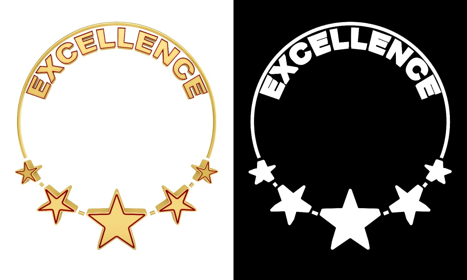 Excellence award with five stars